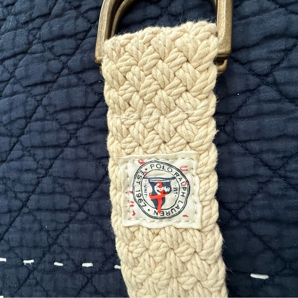 Polo by Ralph Lauren Cream Braided Belt with Gold Buckle - Picture 3 of 3